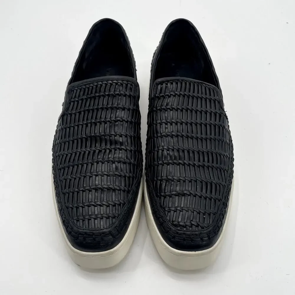 Vince Platform Black Textured Sneaker Shoes // 10